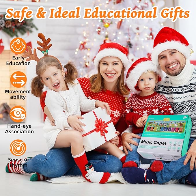 Floor Piano Mat for Toddlers,Baby Kids Sensory Educational Music Dancing Carpet,Animal Sounds Blanket,Farm Touch Musical Playmat,Christmas Birthday Learning Toys for 1 2 3 4 5 Years Old Boy Girl Gifts