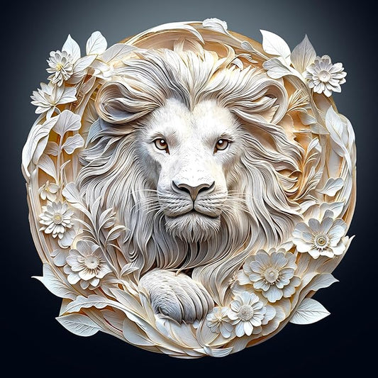 Wooden Puzzles for Adults, 3D Visual Effect Paper Lion Puzzle, Wood Puzzles Adult, Unique Animal Shape, Paper Sculpture Modern Art Puzzle, Gifts for Friend, Canvas Wall Art (S-8.5 * 8.3in-100 pcs)