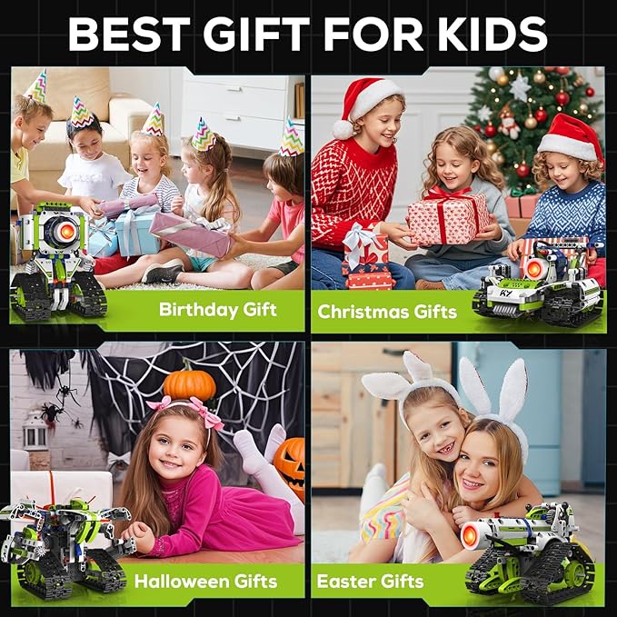 Robot Building Kit with APP/Remote Control STEM Gifts for Boys Age 6-16,Technic Coding Robotic Toys for Kids Birthday, Buildable 5in1 Models with 337+ Pieces