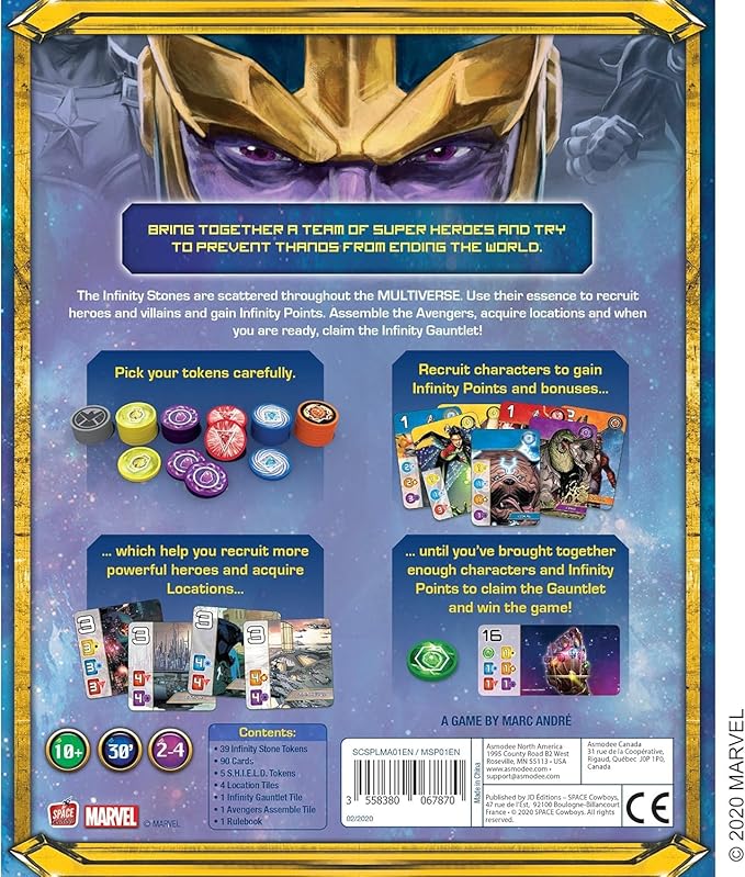 Asmodee Marvel Splendor Board Game - Unite Heroes and Gems in an Epic Strategy Adventure, Family Game for Kids and Adults, Ages 10+, 2-4 Players, 30 Minute Playtime