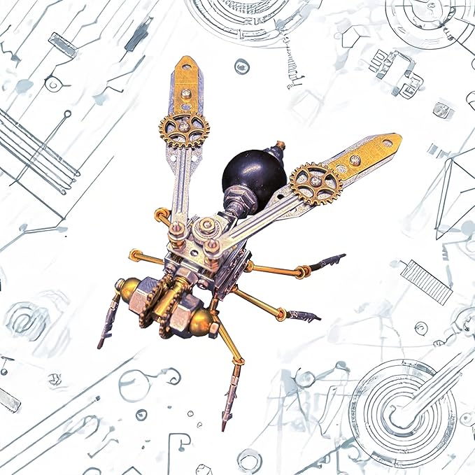 Metal Insect Bug Mechanical Steampunk Sculpture Insect Clockwork 3D Steampunk Metal Puzzle Kits for Adults (Mechanical Wasp)