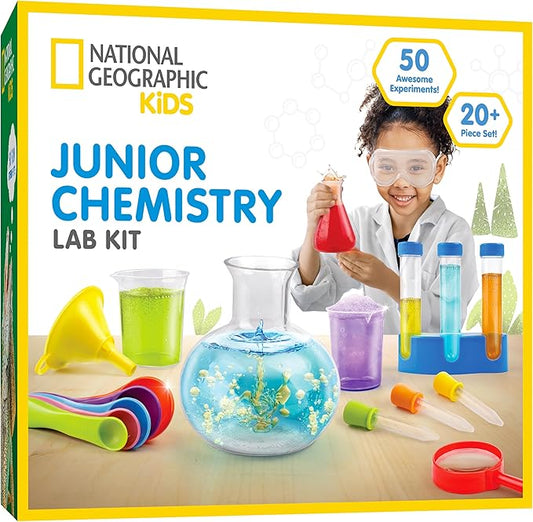 National Geographic Kids Junior Chemistry Set - Complete Early Learning Lab Kit with 50 Science Experiments and 20+ Lab Tools for Kids Aged 4-6