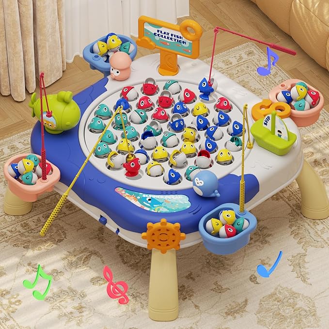 Magnetic Fishing Game for Kids Toddlers Ages 1-3 3-5 5-7, Fish Toy Board Game for Toddlers 1 2 3 4 5 6 7 8 Years Old, Fishing Table Toys Birthday Gifts