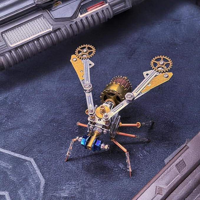 Metal Insect Bug Mechanical Steampunk Sculptur Insect Clockwork 3D Steampunk Metal Puzzle Kits for Adults (Mechanical Insect)