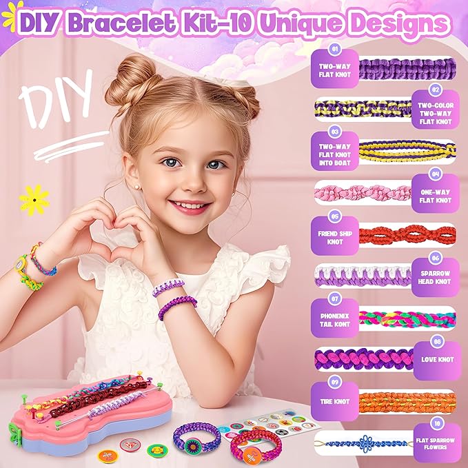 Friendship Bracelet Making Kit for Girls 8-12, Arts and Crafts Kits Toys for Girls, Best Chirsmas Gifts Ideas for 6 7 8 9 10 11 12 Years Old