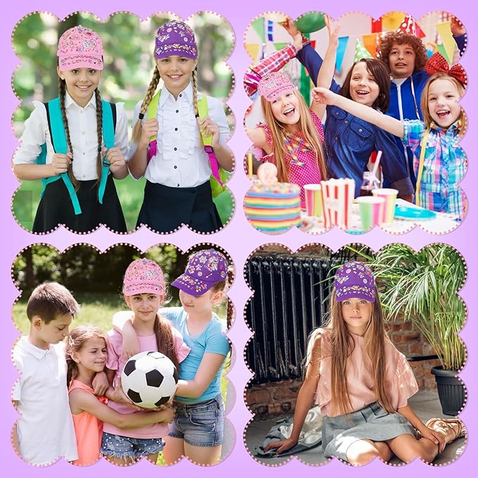 DIY Gem Baseball Cap Craft Kit: Design Your Own Hats with Unicorn Stickers, Adjustable Kids Baseball Caps, Trendy Tween Gifts Toys for Girls Age 4-12 Years Old, Birthday Christmas Art Supplies