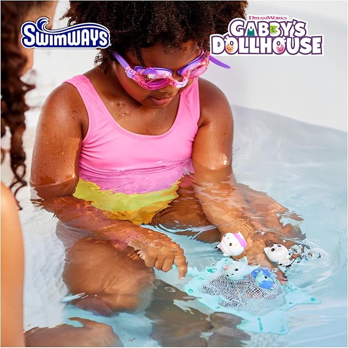 Swimways Gabby's Dollhouse Dive n Catch Game, Swimming Pool Accessories & Kids Pool Toys, Pool Party Supplies & Water Toys for Kids Aged 5 & Up