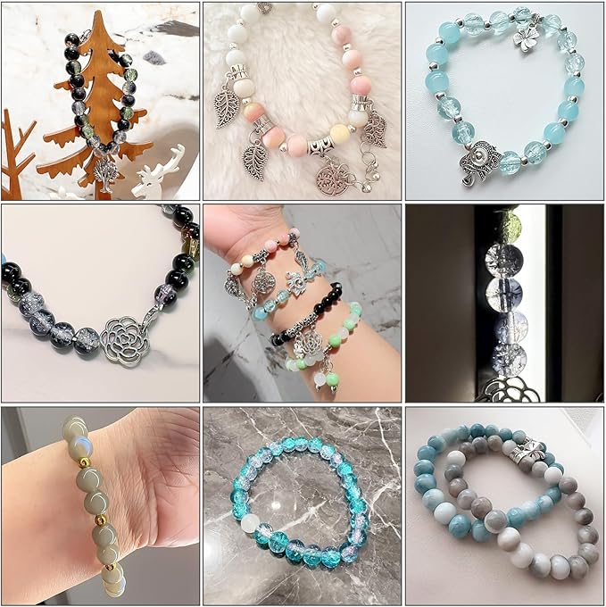 Glass Beads for Bracelets, 8mm Crackle Beads in 18 Colors, 414PCS DIY Jewelry Kit, Glass Beads for Jewelry Making