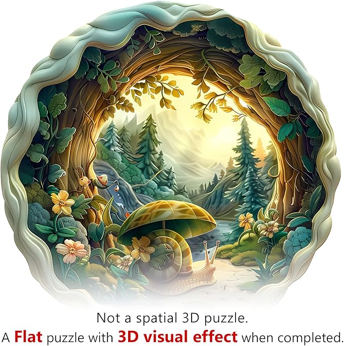 Wooden Puzzle for Adults-200PCS 3D Visual Effect Snail Unique Shape Advanced Wooden Jigsaw Puzzle for Adult, Challenge Wood Puzzle Jigsaw Home Decoration (M-11.4 * 11.4in-200pcs)