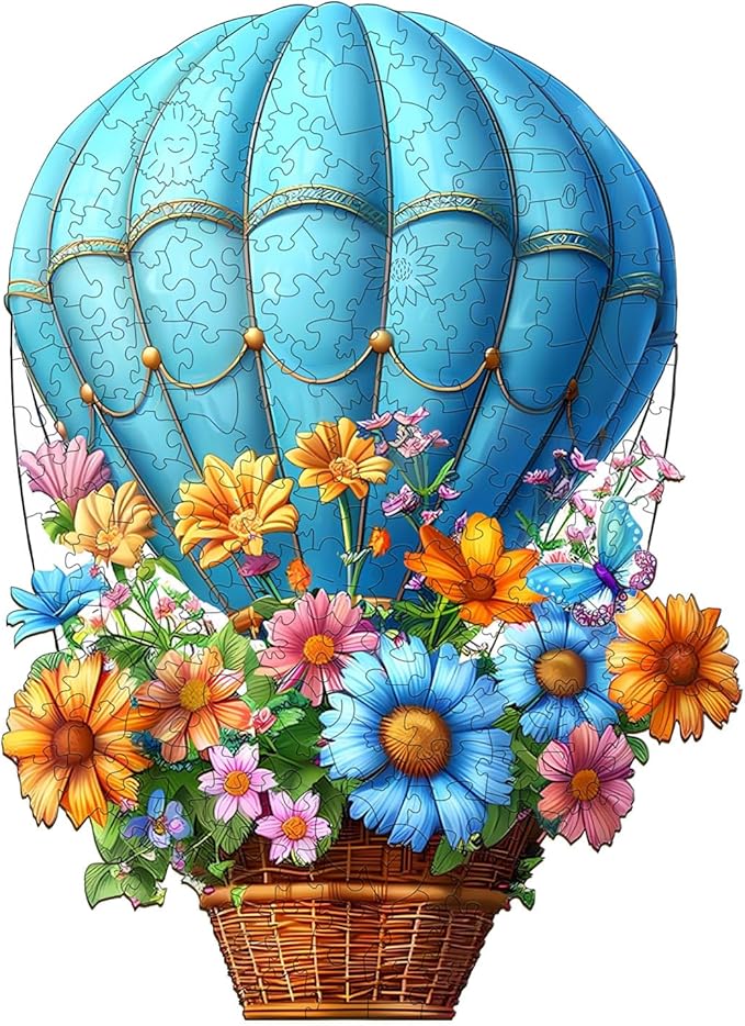 Wooden Puzzles for Adults, Wooden Jigsaw Puzzles for Adults, Flying Flowers Unique Shaped Wood Puzzles Adult, Creative Birthday Gifts for Friends Family Game, Home Decor (12.8 * 9.3in 200pcs)