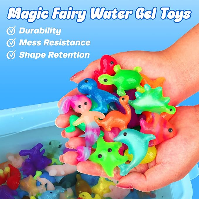 Mocoosy 20 Colors Magic Water Gel Kit for Kids, Aqua Fairy Water Elf Toy Kit with 20 Aqua Gels & 16 Squishy Maker Molds, Squishy Making Kit Water Pets DIY Crafts Kit STEM Gifts for Boys Girls Age 6-12