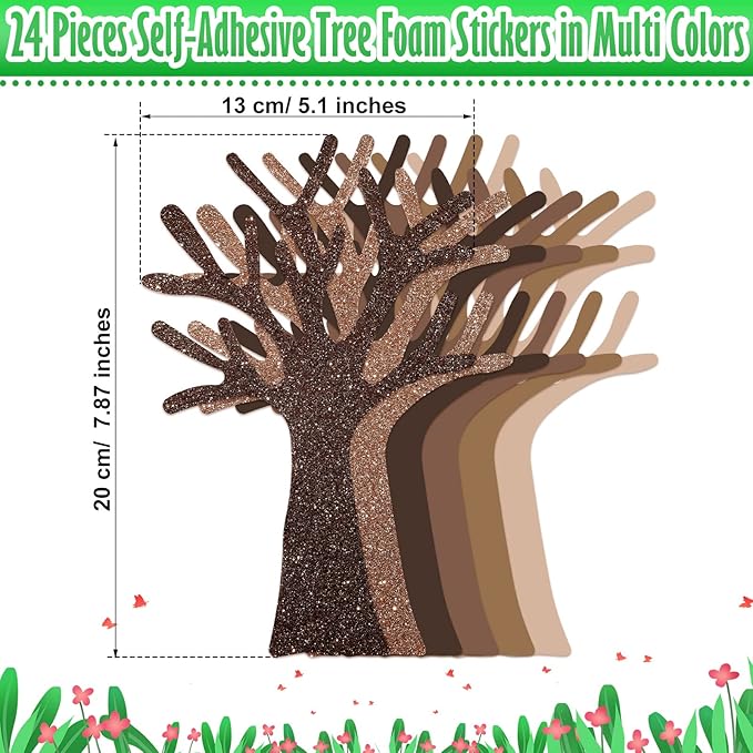 224 Pcs Spring Foam Stickers Glitter Tree Flower Leaf Butterfly Self Adhesive Stickers for Craft Art Party Favors Family Classroom Activities (Butterfly)