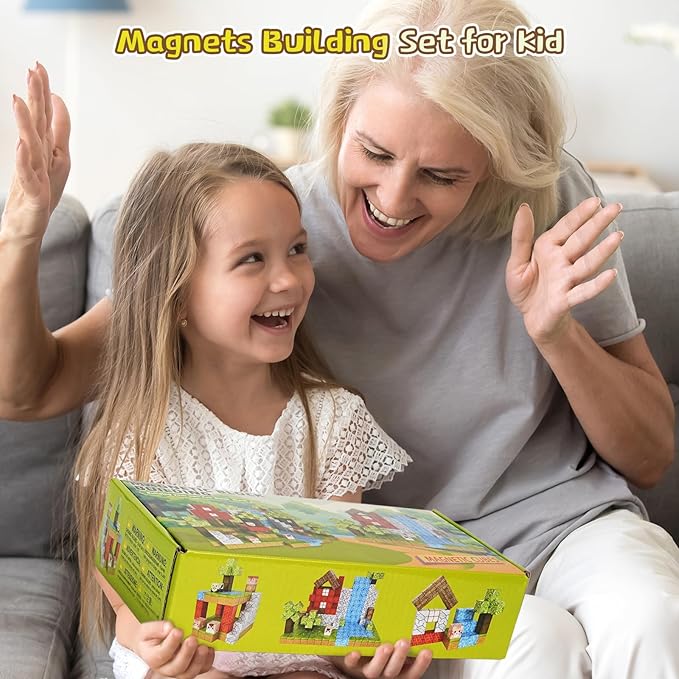 Magnetic Blocks - 100PCS Magnets Building Blocks World Set for Kids Ages 3-5 5-7 8-12, Magnetic Tiles Games Preschool Toys for 3 4 5 6 7 8 Year Old Girls Boys Gifts