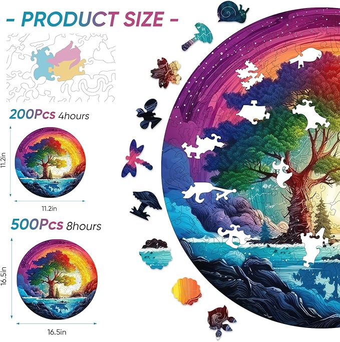 Puzzles for Adults 200 Pieces, Life Tree Rainbow Waterfall Jigsaw Puzzles, Unique Shape Adult Puzzles, Irregular Puzzle Creative Gift for Adults(11.2 * 11.2 in)