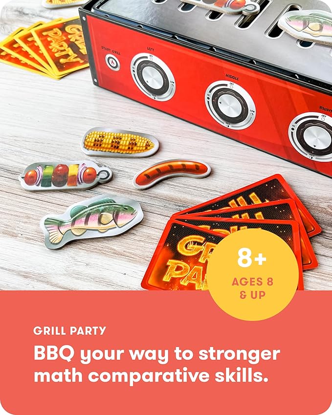 SimplyFun Grill Party - A BBQ Algebra Game for 3rd Grade Math - Engaging and Educational Math Games for Kids Ages 8-12 - 2 to 5 Players - Ages 8 & Up