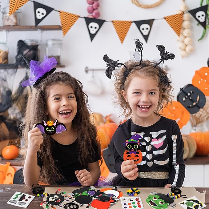 WATINC Necklace Crafts Kits - 313Pcs EVA Foam Make Your Own Cute Handmade Necklaces Artwork Project for Kids Adult, 24 Set DIY Activity Game Party Favors Gift for Home Classroom Decor (Halloween)