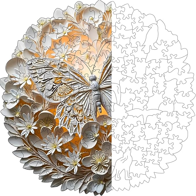 Wooden Puzzles for Adults, Wooden Jigsaw Puzzles for Adults Kids, 3D Butterfly Unique Shaped Wood Puzzles Adult, Creative Birthday Gifts for Friends Family Game(Butterfly, Royal)