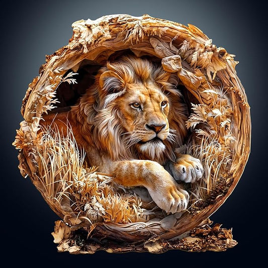 KAAYEE Wooden Puzzles for Adults, 3D Vision Effect Lion King Wooden Jigsaw Puzzles 200 PCS Unique Shape Wood Puzzle Adult, Birthday Father Mother Gifts for Puzzle Lover Family Game (M-11.4 * 11.4in)