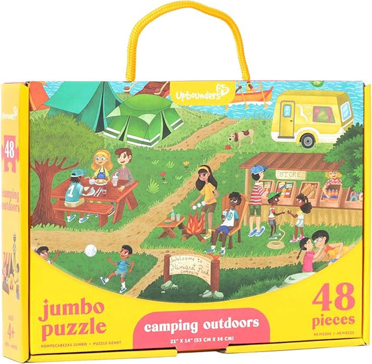 Upbounders® 48 Piece Jumbo Floor Puzzle for Kids | Jigsaw Puzzle with Large Pieces & Storage Box | Multicultural Preschool Puzzle (Camping Outdoors Theme)