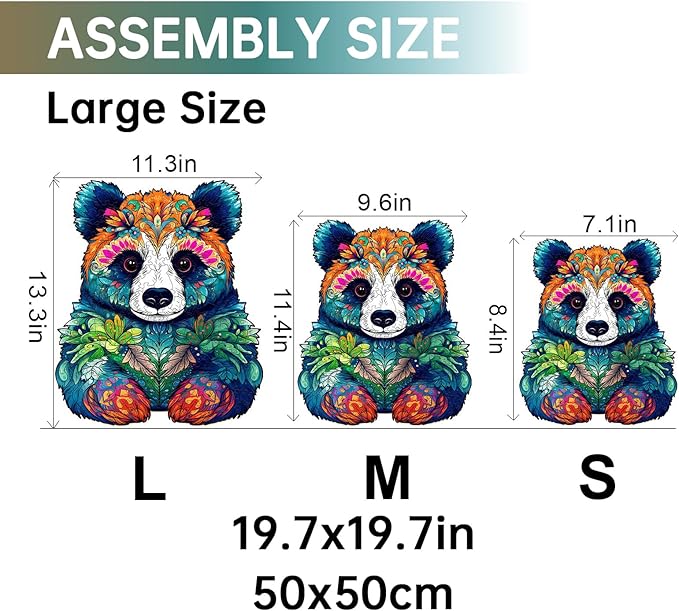 Jigfoxy Wooden Puzzles for Adults, Panda Wood Puzzles Adult, Unique Animal Shape Wooden Jigsaw Puzzles for Adults, Birthday Gifts for Puzzle Lovers, Family, Friend (L-11.3 * 13.3in-230pcs)