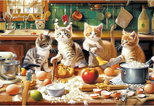 Puzzles for Kids Ages 4-8,100 Piece Puzzles Kids Puzzle Ages 4-6 6-8 8-10 Cat Cooking Puzzle Animal Jigsaw Puzzle Educational Toys Birthday Gifts for Girls and Boys