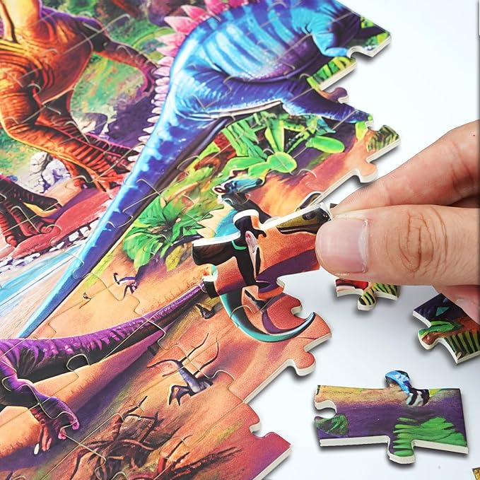 Jigsaw Puzzles for Kids Ages 6-8 8-10-Dinosaur Puzzle 200 Pieces Relax Kids Puzzles Ages 6-8 10-12 -Learning Educational Toys Gift for Boys and Girls Toddler