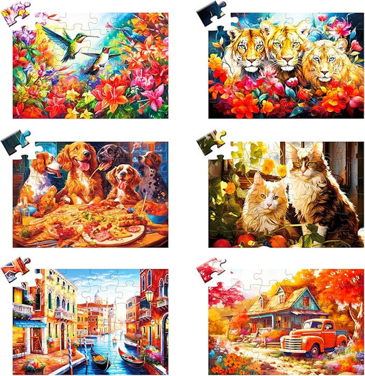 6 Pack 36 Large Piece Puzzle for Seniors Puzzles Dementia Alzheimer's Products and Activities for The Elderly Adults Puzzle Alzheimer's Easy Puzzles Gift Memory Games for Patients in Nursing Home