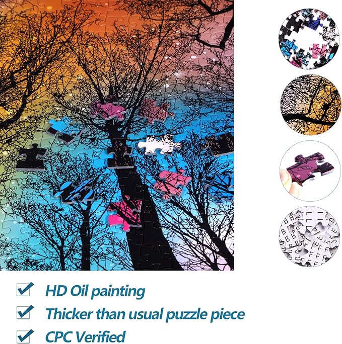 Bgraamiens Puzzle-Forest Under Starry Night-1000 Pieces Gradient Magic Colorful Puzzle for Adult,Hard Challenge Puzzle for Adult