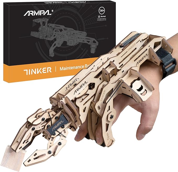 ARMPAL Mechanical Claw Model Kit 3D Wooden ClawBot Puzzle for Adults and Teens Self-Assembly Robot Arm Building Kits to Build Laser-Cut Wooden Puzzle Mechanical Toy Realistic Robot Toy Gifts