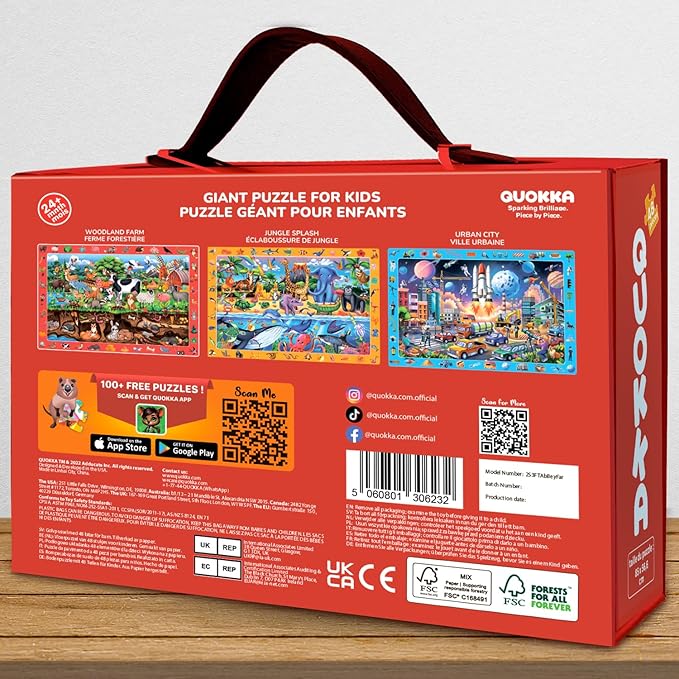 QUOKKA Floor Puzzles for Kids Ages 4-8 – 2x3 FT Giant Search and Find Jigsaw – 48 Large Pieces – Above and Beyond Observational Scene – Educatinal Montessori Toy with Gift Box – Fun Learning Activity