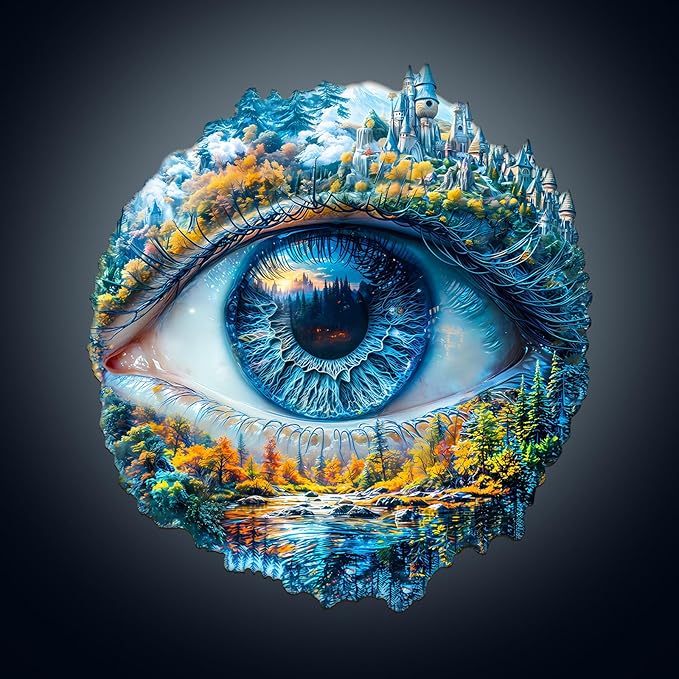 Jigfoxy Wooden Puzzle for Adults, Eye of Nature Jigsaw Puzzles for Adult, Unique Animal Shape Wood Cut Puzzles, Christmas Thanksgiving Gifts for Friends Family (S-8.5 * 7.8in-85pcs)