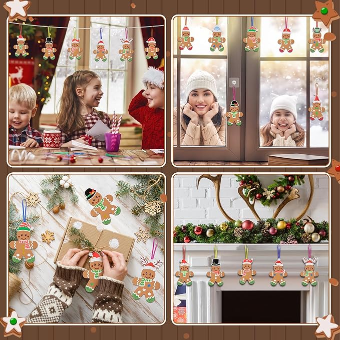 Fennoral 24 Pack Gingerbread Man Craft for Kids Make You Own Gingerbread Man Foam Stickers Ornament DIY Arts and Crafts for Kids Girls Boys Chirstmas Party Supplies Christmas Tree Decoration