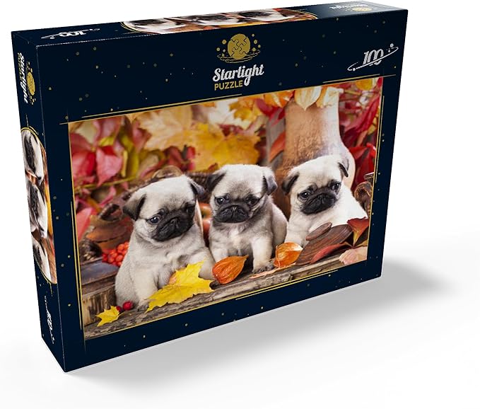 MyPuzzle Pug Puppies - Premium 100 Piece Jigsaw Puzzle - Made in USA