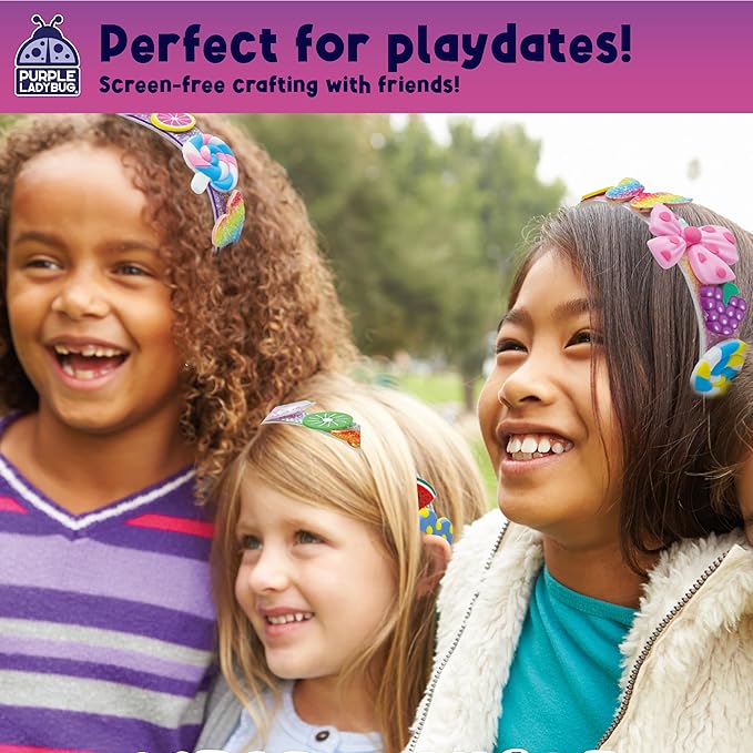PURPLE LADYBUG DIY Headband Making Kit - Crafts for Girls Ages 6-8, 5-9 Years Old Girl Gifts, Birthday, Hair Accessories, Fun Summer Activities for Kids, Christmas Gifts for Girls