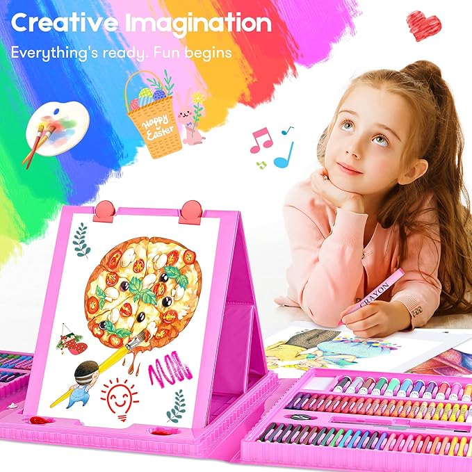 iBayam Stocking Stuffers, Art Supplies, Arts and Crafts for Kids Ages 8-12, Teens Girls Christmas Gifts, 251-Pack Art Set Case with Trifold Easel, Sketch Pads, Gifts for 5-12 Year Old Girl