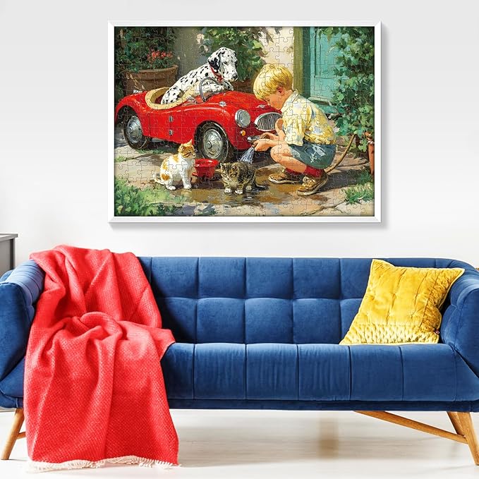 300 Piece Puzzle for Adults Puzzle, Cute Children Jigsaw Puzzle 300 Pieces, Funny Dog and Cat Jigsaw Puzzles for Adults Seniors, Fun Challenging Family Games Holiday Party Gifts 20.5×15 in