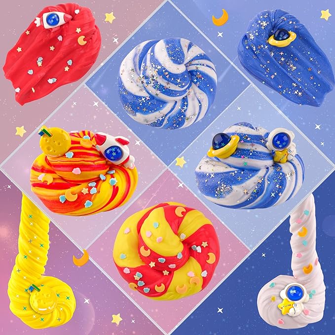 2 Pack Slimes, Galaxy Slime, Cloud Slime kit for Boys Ages 8-12, Toys for Girls and Boys, for Kids Slime Set Party kit Goodie Bag Stuffers, 4 5 6 7 8 9 10 Year Old Girl Boy Birthday Gift Cute Stuff