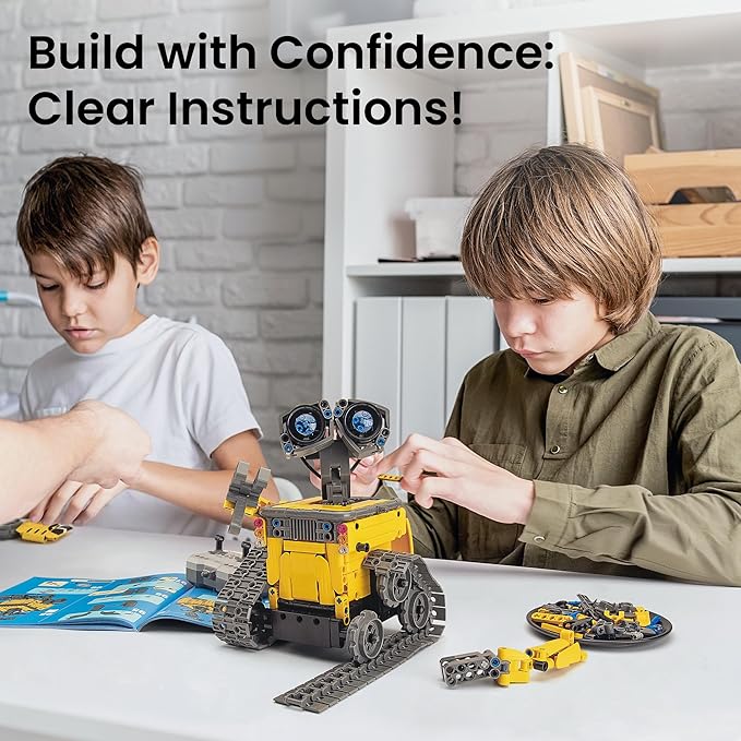 STEM Robot Building Kit Gift for Boys Ages 8-12 with Remote Control, Technic Coding Robotic Toy for Kids’ Birthday, Buildable 5-in-1 Models with 488 Pieces