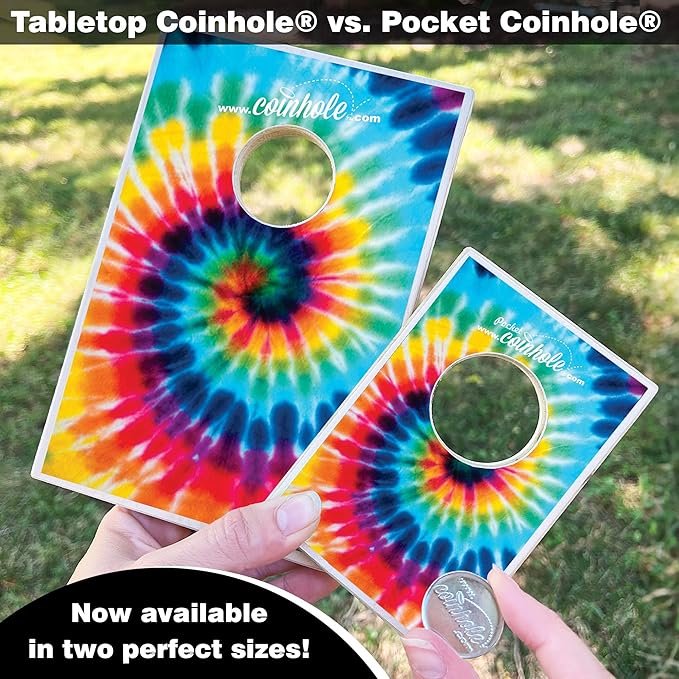 Coinhole Desktop Coin Bouncing Party Game Set | Tabletop Cornhole Board Game | Small Cornhole Travel Game Includes Coins