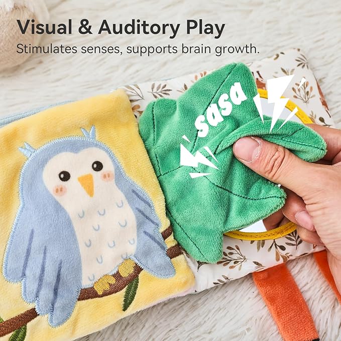 Soft Baby Book Sensory Books for Babies Newborn Infant Toys with Touch and Feel, Crinkle Pages, Mirror, Textures Early Learning Toy Gift for Tummy Time & Sensory Development