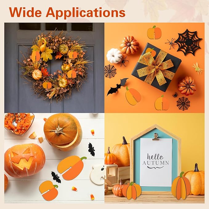 DIY 3D Pumpkins Wood Crafts to Paint, Unfinished Wooden Pumpkin Cutout Thanksgiving Fall Crafts, Autumn Harvest Thanksgiving Halloween Ornaments for Painting Decorations (24 PCS)