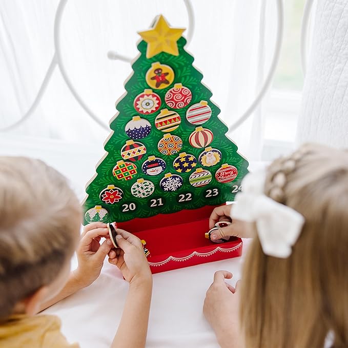 Melissa & Doug Wooden Advent Calendar - Magnetic Christmas Tree, 25 Magnets
