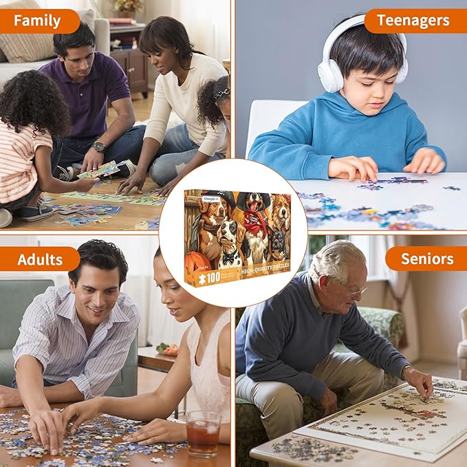 100 Piece Puzzles for Kids, Halloween Dog 100 Piece Puzzles for Adults, Halloween Puppies 100 Pieces Puzzle, Puzzle for Kids Ages 4-8 Jigsaw Puzzle for Seniors Kid Ages 6-10 Brain Teaser
