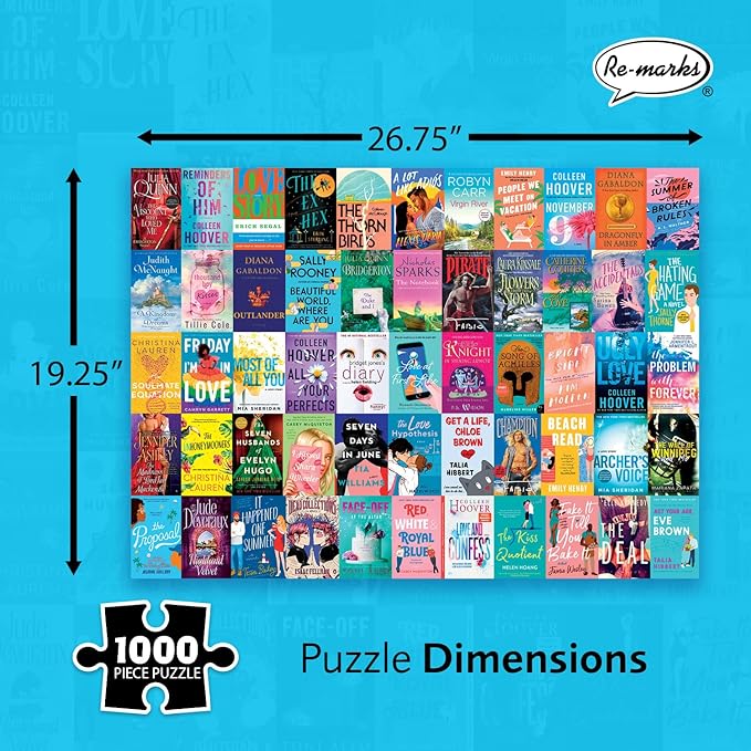Re-marks Romance Novels Collage Puzzle, 1,000-Piece Literary Jigsaw Puzzle for All Ages