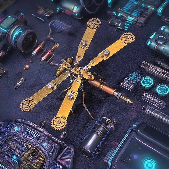 Steampunk Metal Insect Bug Mechanical Steampunk Sculpture Steampunk Mechanical Insect Clockwork 3D Steampunk Metal Puzzle Kits for Adults (Mechanical Dragonfly C)