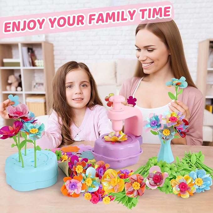 Flower Craft Kits for Girls - Arts and Crafts for Kids Ages 4-8, Gifts for 4 5 6 7 8 9 Year Old Girls, Art Craft Activity Toys Set for Kids, DIY Flower Making Kit Creative Toys Gifts for Toddler