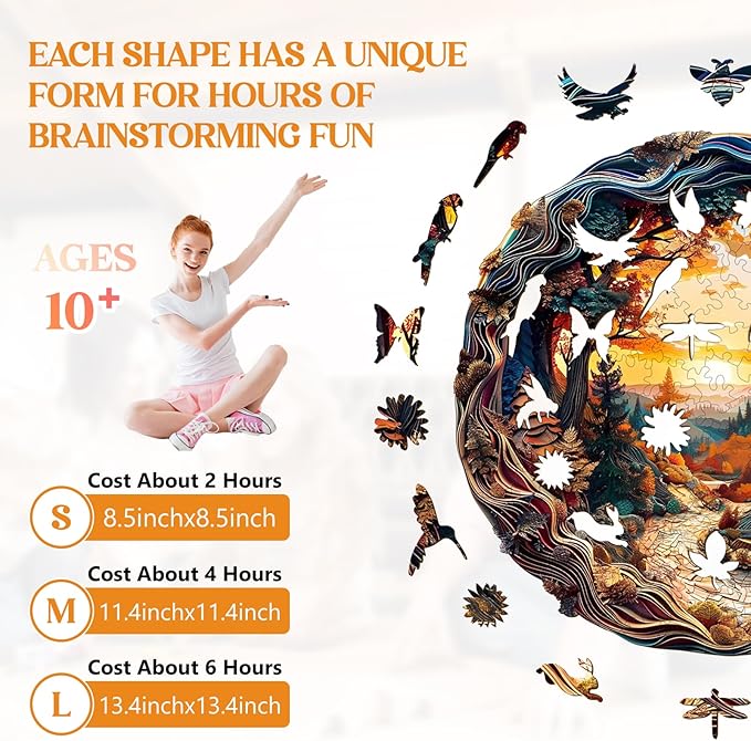 Wooden Puzzles for Adults, Wooden Jigsaw Puzzles for Adults Kids, 3D Winding Road Unique Shaped Wood Puzzles Adult, Creative Birthday Gifts for Friends Family Game (13.4 * 13.4in 300pcs)