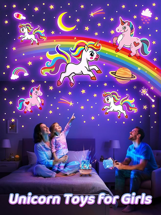 Carousel Night Light for Kids, 10 Music+15 Films+315 Colors Star Projector for Kids Night Light Projector,360°+Remote+1200mah Star Lights for Ceiling, Unicorn Toys for Girls Room Decor Princess Gifts