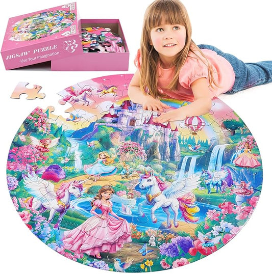 Civaner 70 Pieces Floor Puzzles for Kids Large Puzzles for Kids Ages 3 4 5 6 7 8 Jigsaw Puzzle Educational Puzzle Toy Gifts for Toddlers Boys Girls Baby Shower Birthday(Unicorn)