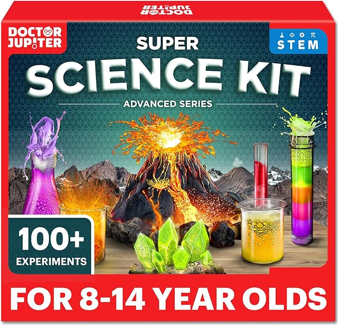 Doctor Jupiter Super Science Kit for Kids Ages 8-12 | Chemistry Set, STEM Toy with 100+ Experiments & Geyser Tube | Birthday Gift Ideas for Boys & Girls 8+ Years Old | Learning & Educational Projects